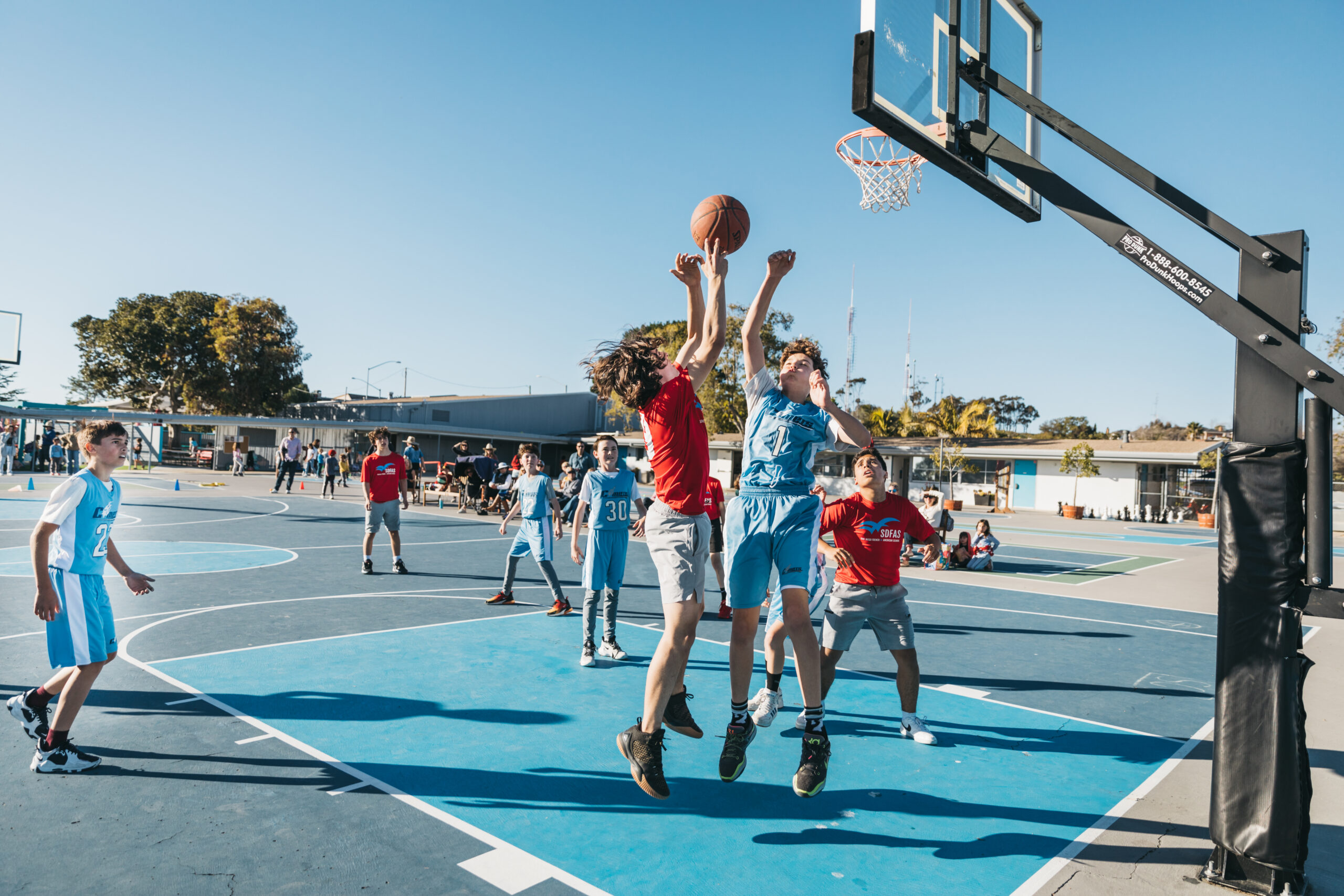 children on basketball court