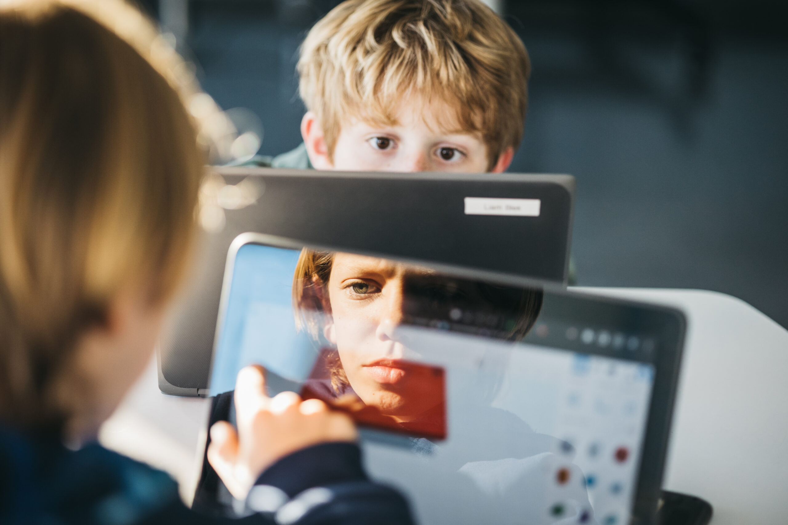 children on touchscreen computers